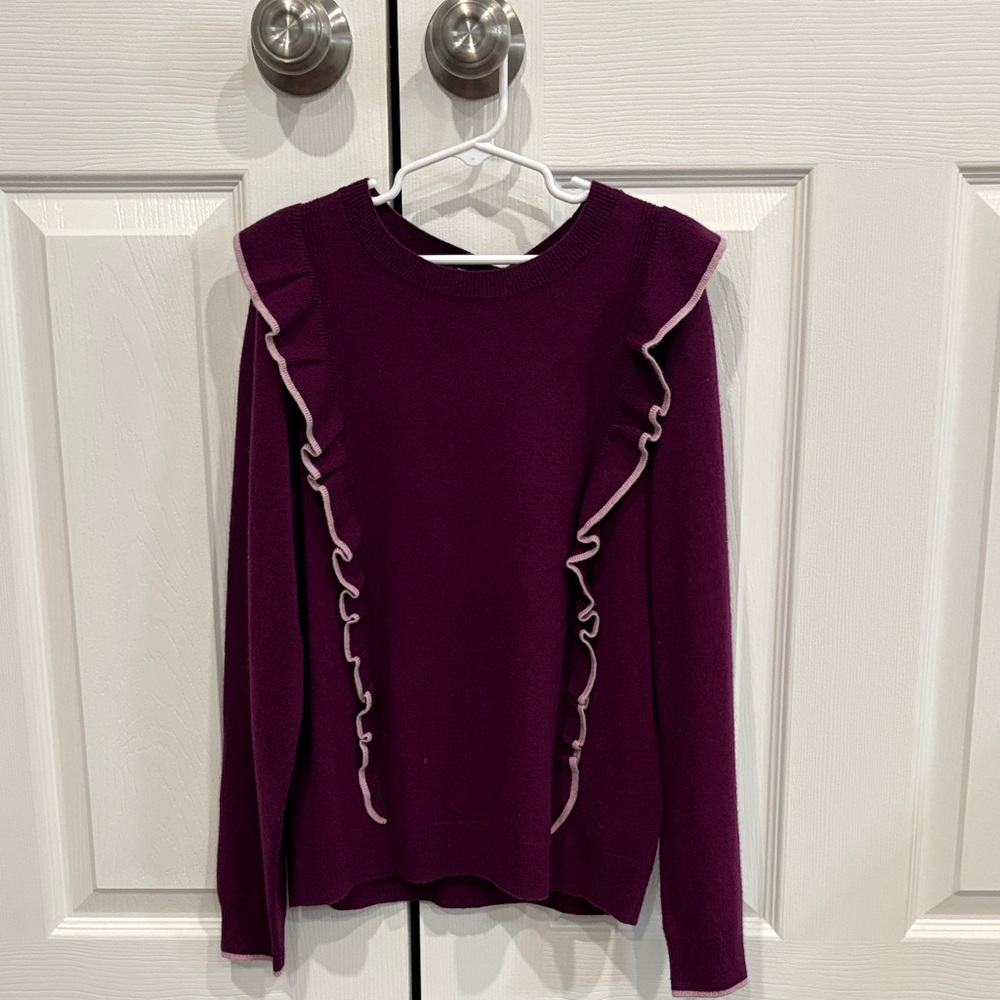 Girls Purple Ruffle Sweater
